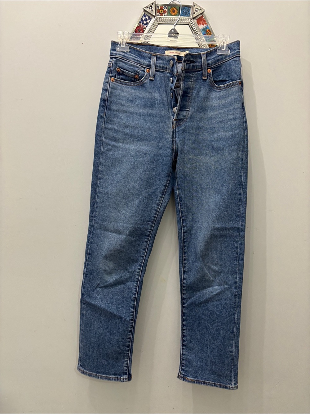 Levi's Women's Medium Blue High-Rise Straight-Leg Jeans